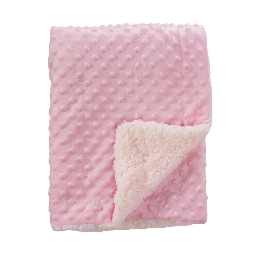 CREVENT Cozy Soft & Warm Organic Sherpa Baby Blanket (30" x 40", Pink Dot)