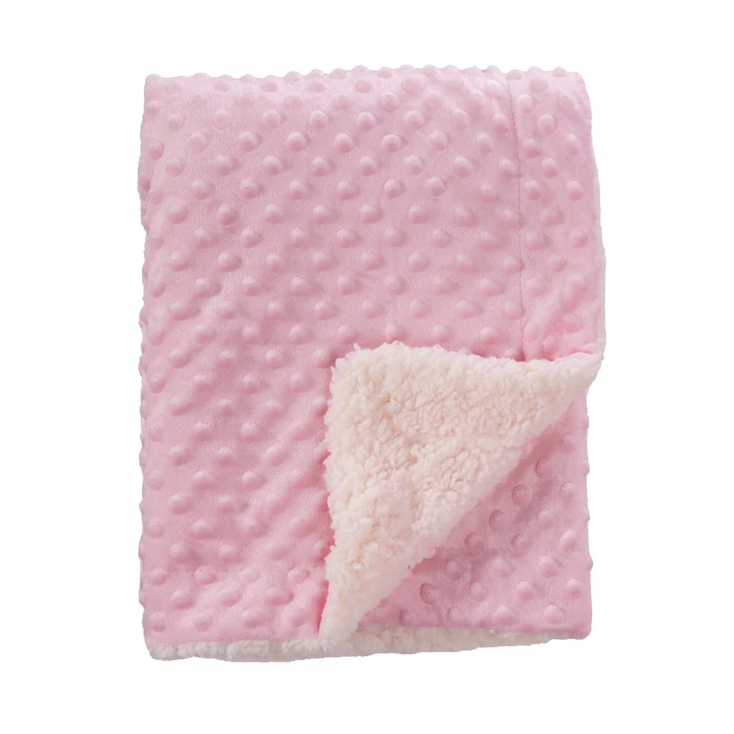 CREVENT Cozy Soft & Warm Organic Sherpa Baby Blanket (30" x 40", Pink Dot)
