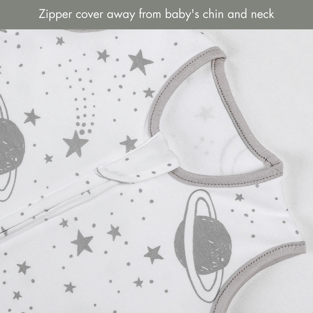 Gllquen Baby Sleep Sack Premium Organic Cotton Wearable Blanket (Grey Planet & Star, Small)