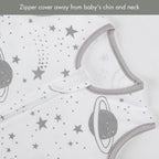 Gllquen Baby Sleep Sack Premium Organic Cotton Wearable Blanket (Grey Planet & Star, Small)