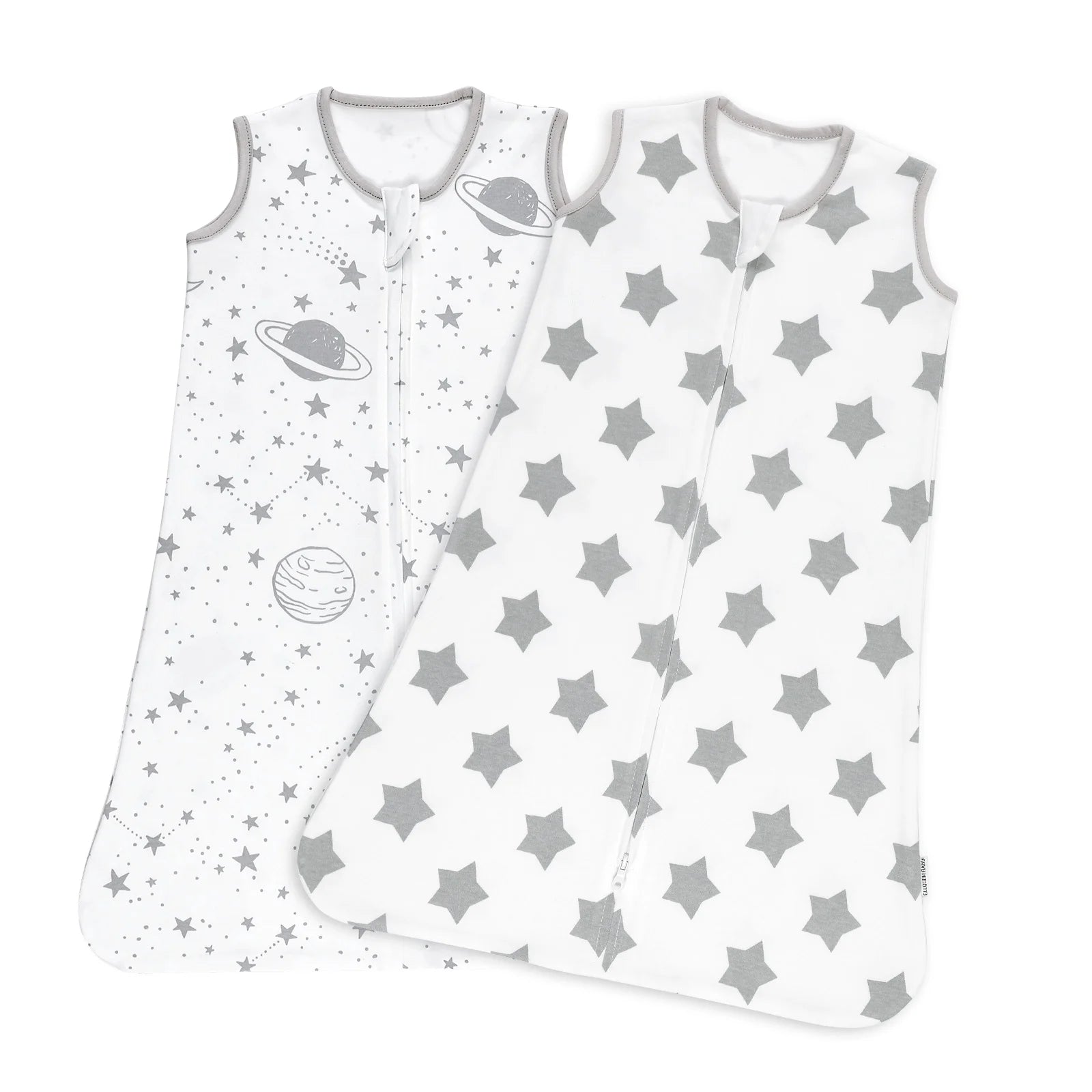 Gllquen Baby Sleep Sack Premium Organic Cotton Wearable Blanket (Grey Planet & Star, Small)