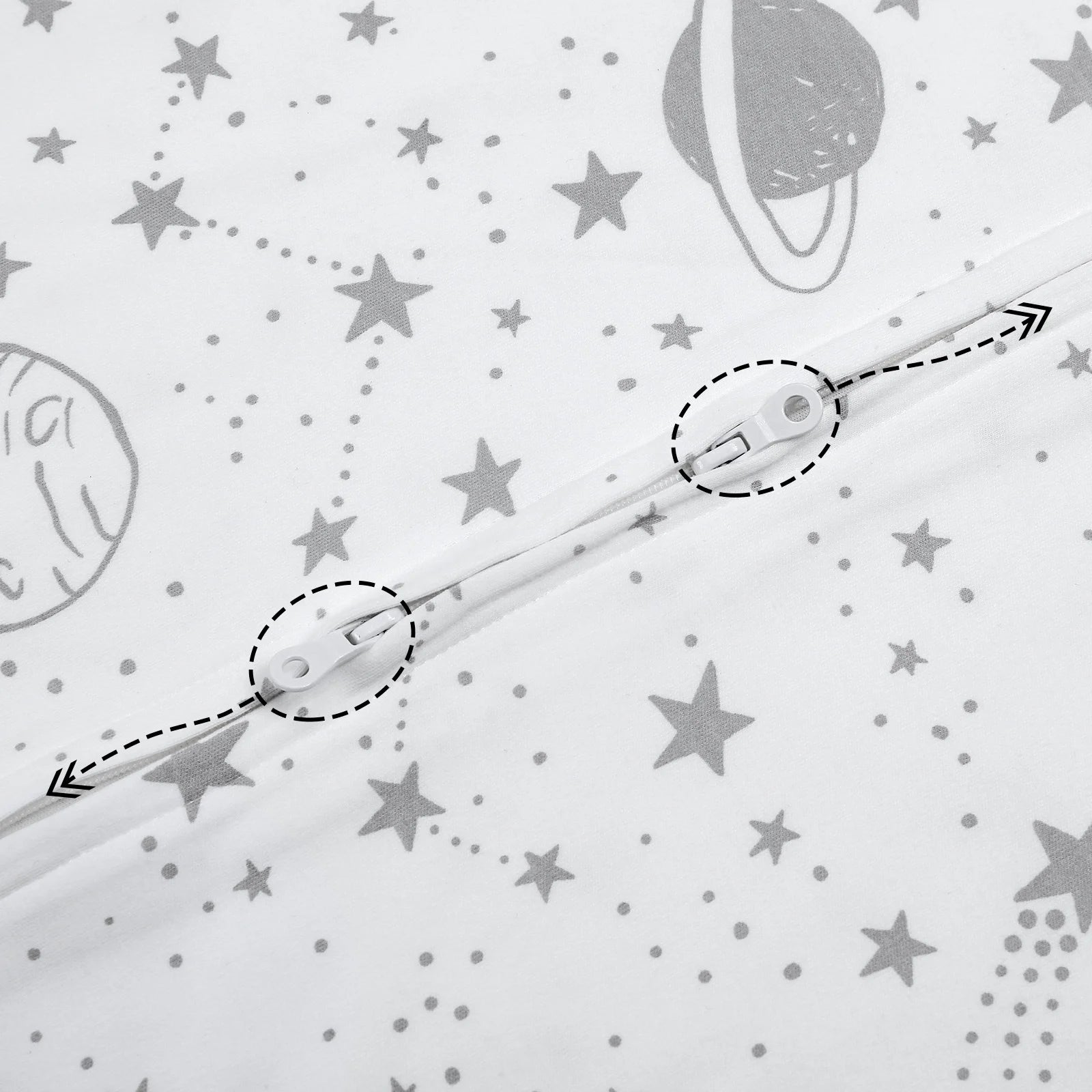 Gllquen Baby Sleep Sack Premium Organic Cotton Wearable Blanket (Grey Planet & Star, Small)