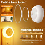 FERSWE Amber LED Night Light with Dusk-to-Dawn Sensor (2 Pack)