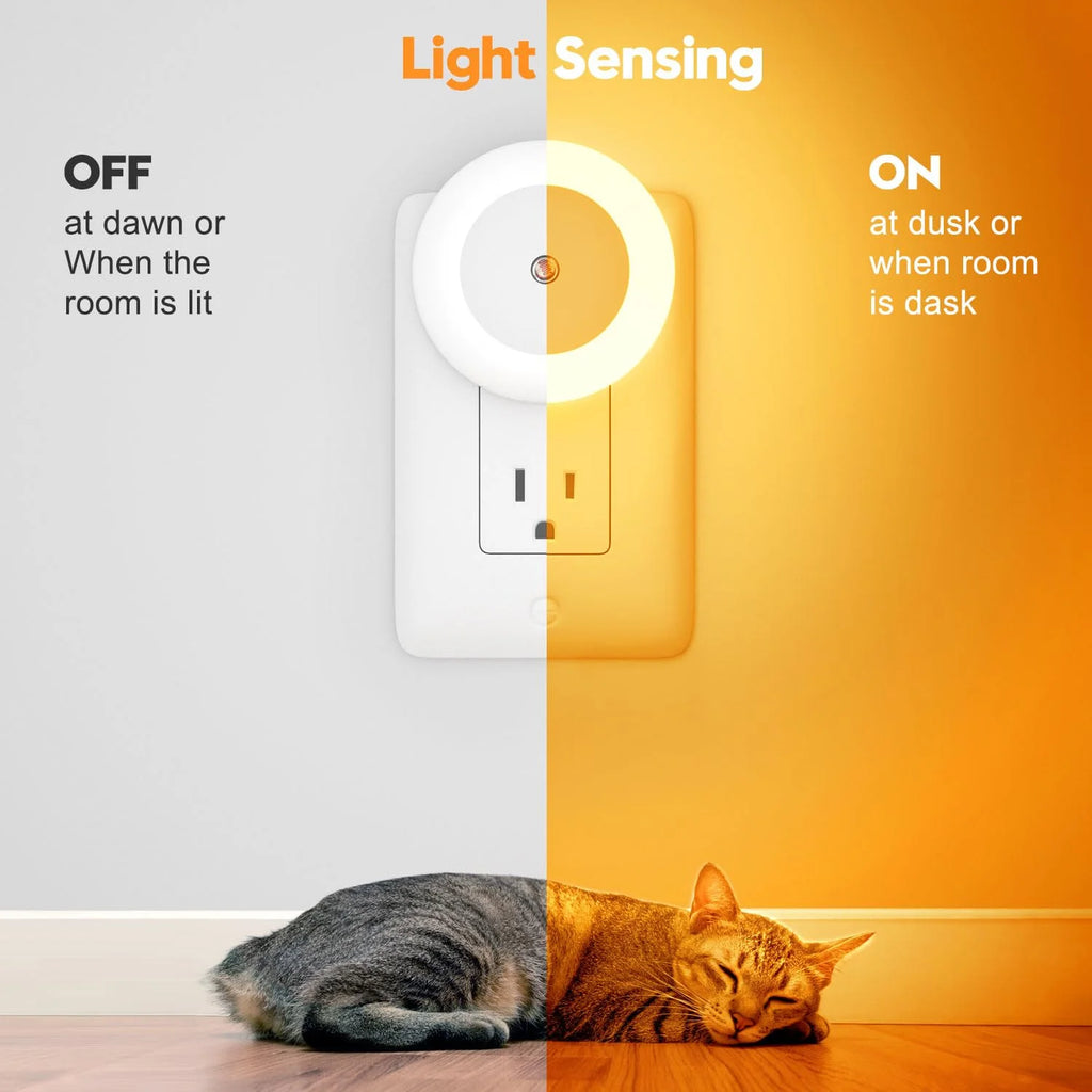 FERSWE Amber LED Night Light with Dusk-to-Dawn Sensor (2 Pack)