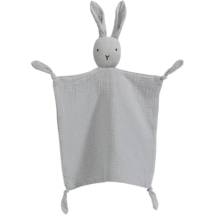 Warmself Lovey Security Blanket – 100% Organic Muslin Stuffed Bunny (Grey)