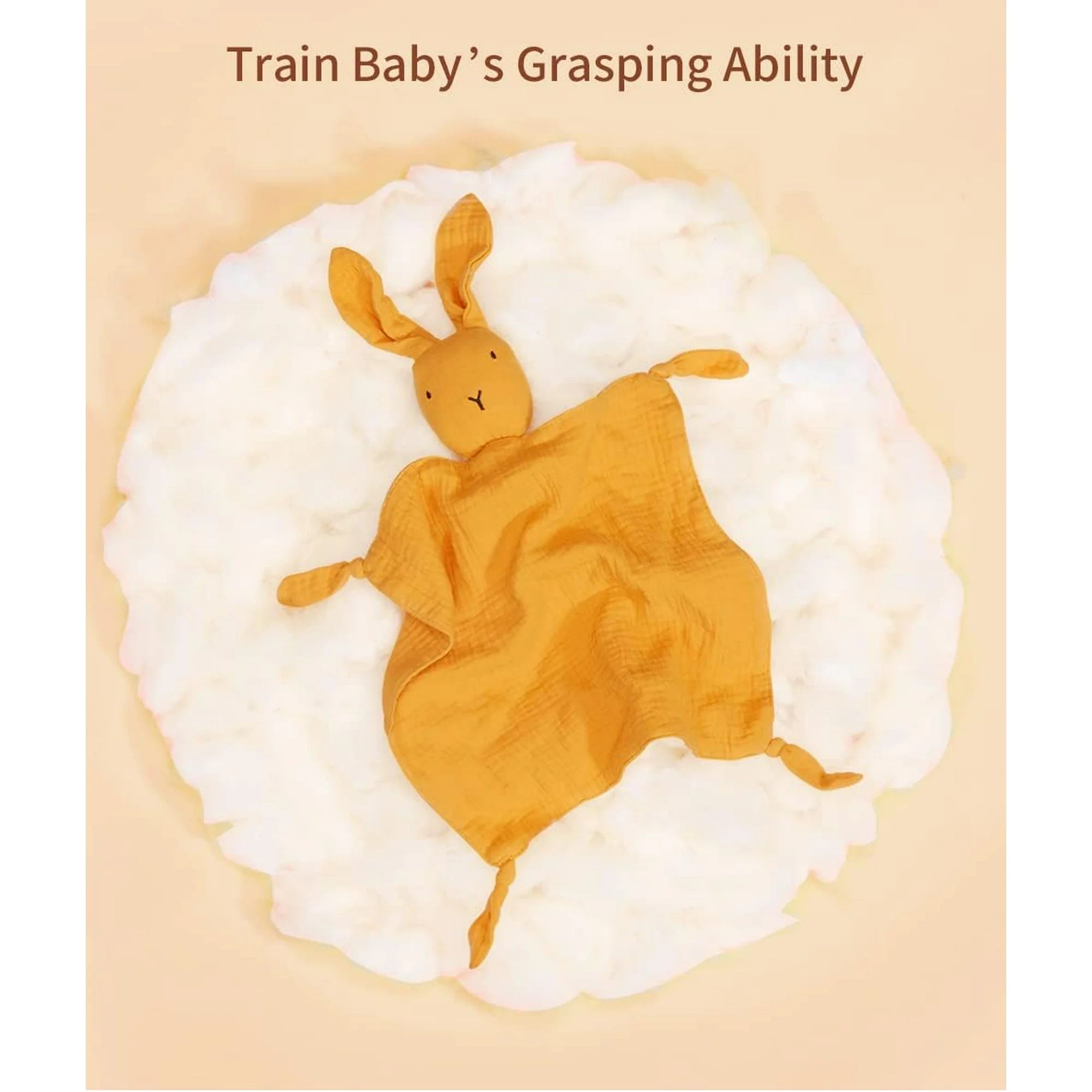 Warmself Lovey Security Blanket – 100% Organic Muslin Stuffed Bunny (Grey)