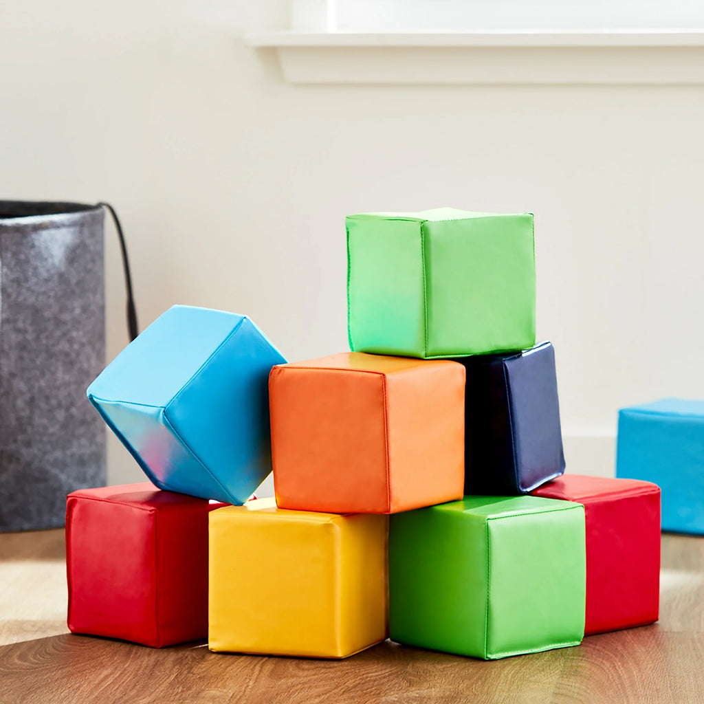 Organic Play Day Foam Blocks – Soft Faux Leather Set (9 Pieces)