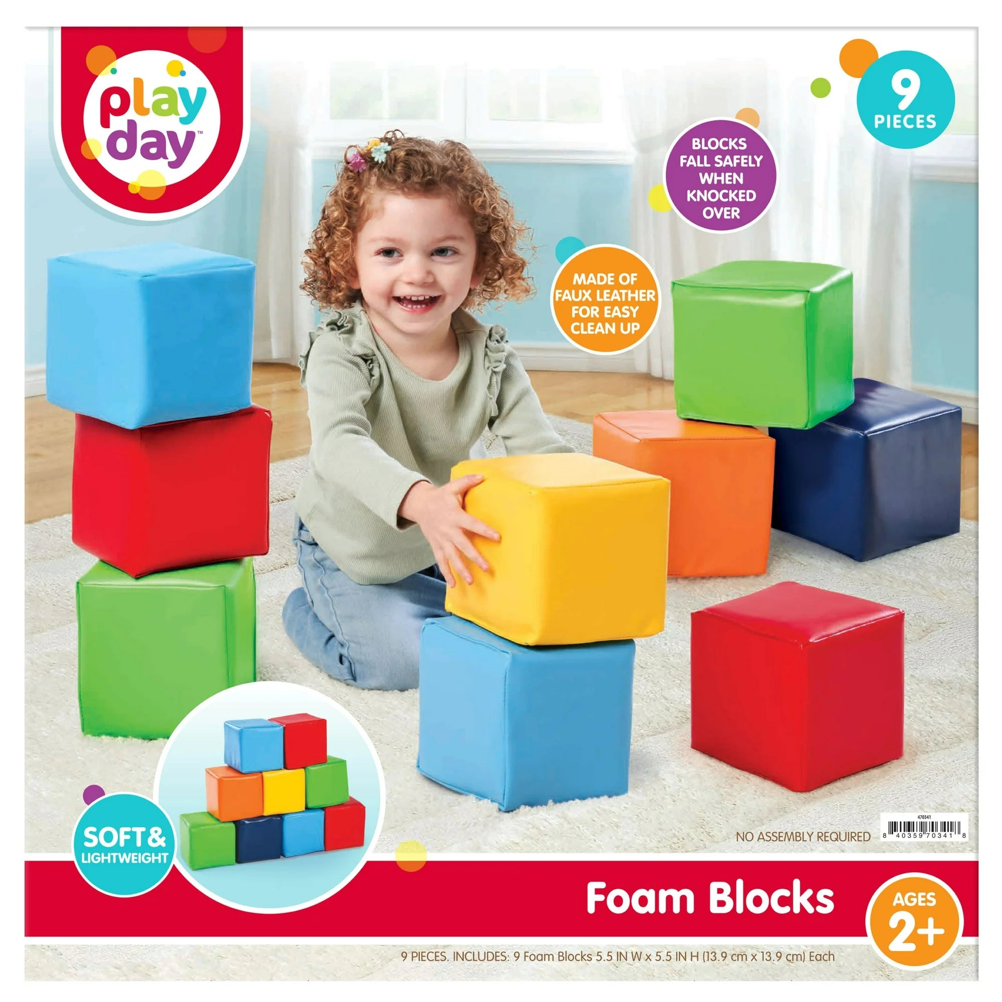 Organic Play Day Foam Blocks – Soft Faux Leather Set (9 Pieces)