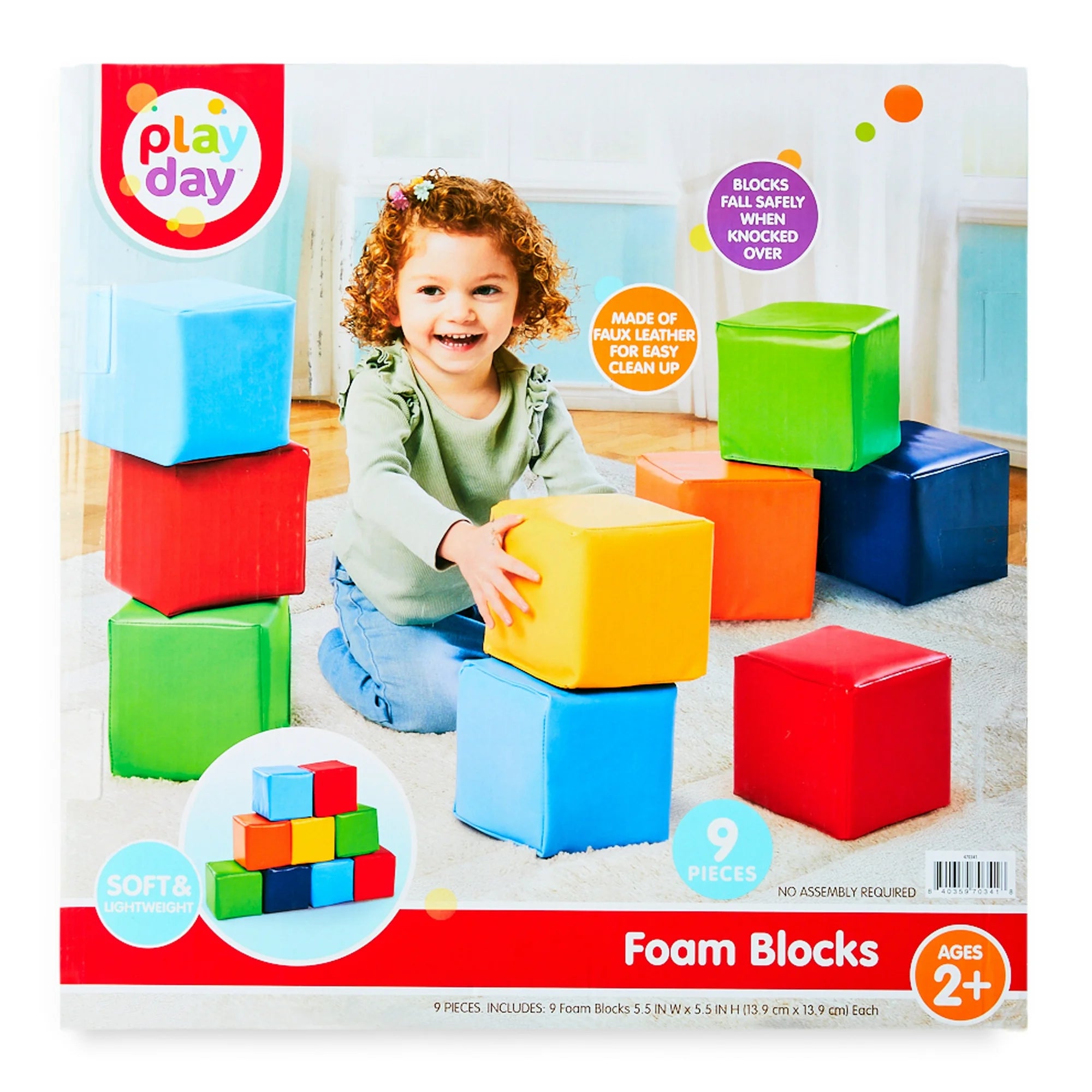Organic Play Day Foam Blocks – Soft Faux Leather Set (9 Pieces)
