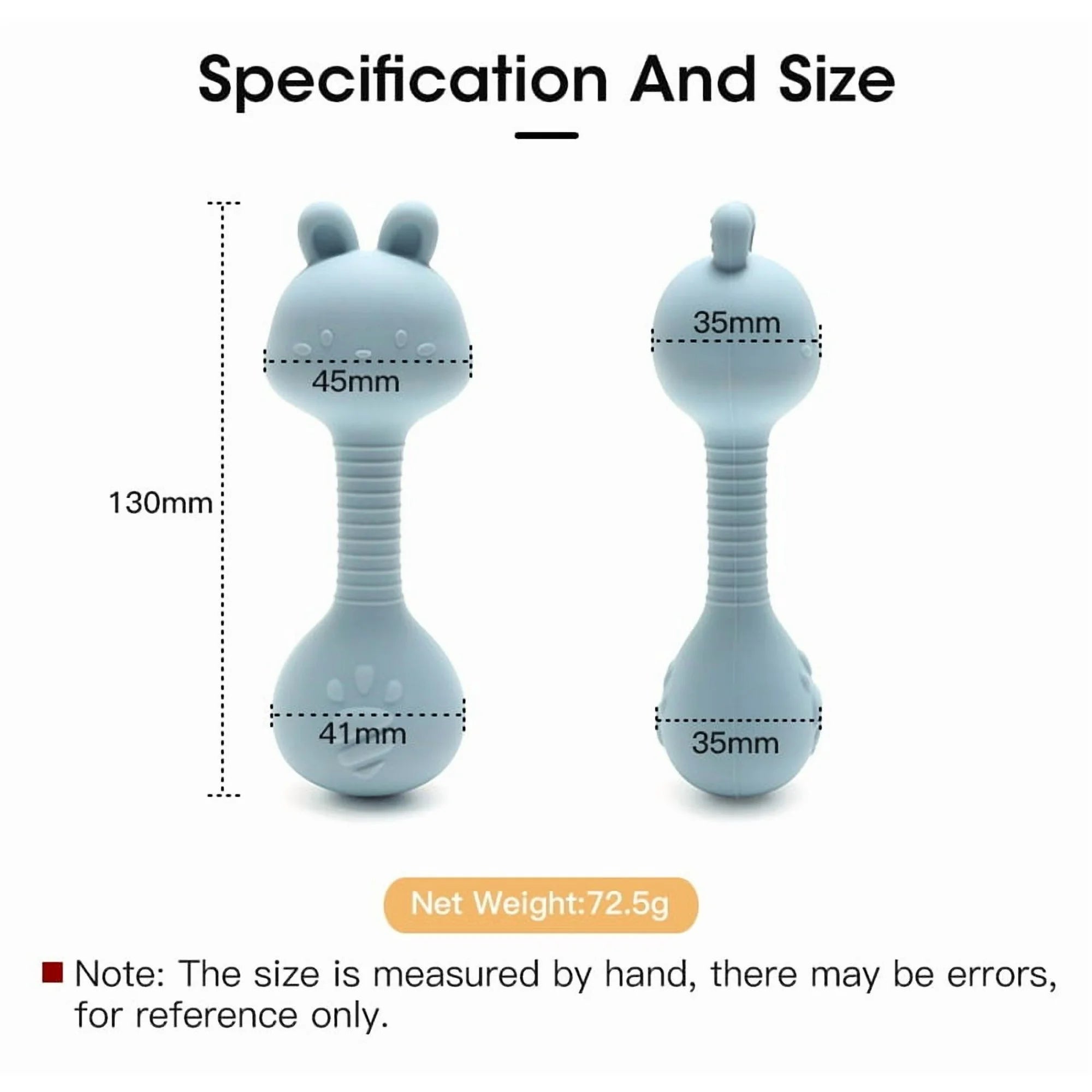 HippoBaby Silicone Soft Gentle Sound Bunny Rattle Teether