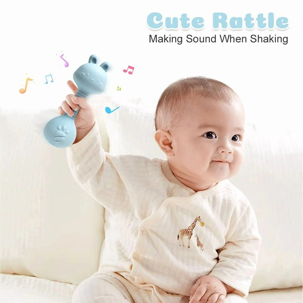 HippoBaby Silicone Soft Gentle Sound Bunny Rattle Teether