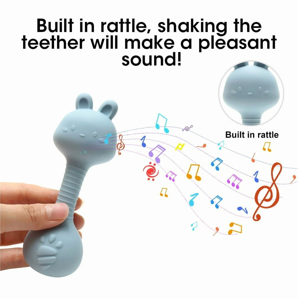 HippoBaby Silicone Soft Gentle Sound Bunny Rattle Teether