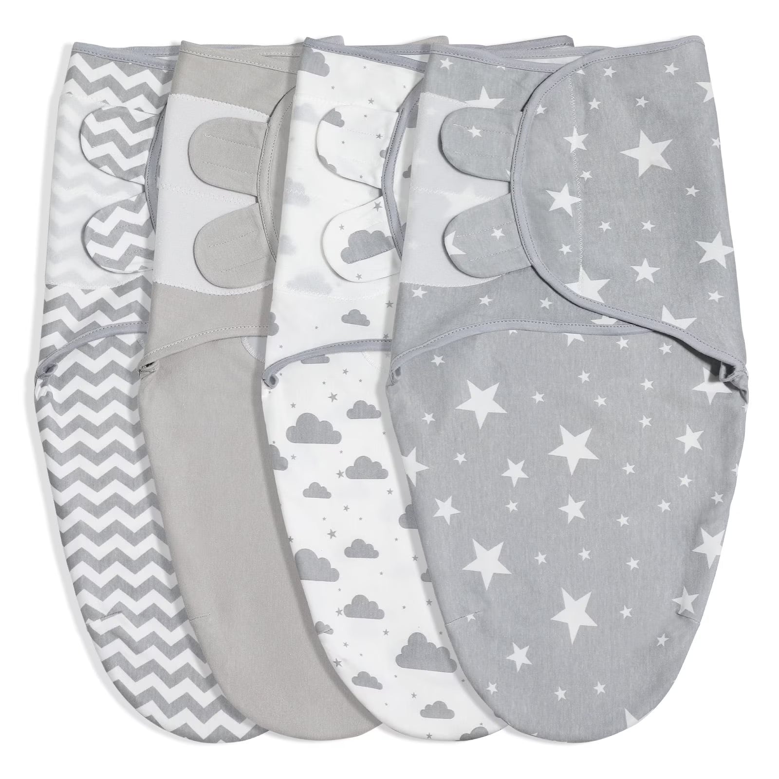 Gllquen Organic Cotton Swaddle Blanket Set – 4 Pack (Grey, 0–3 Months)