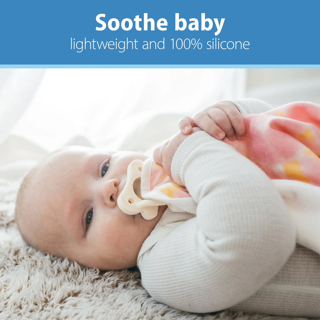 Dr. Brown's HappyPaci 100% Silicone Pacifier 0–6m (3 Pack, Cool Gray, Green, Ecru)