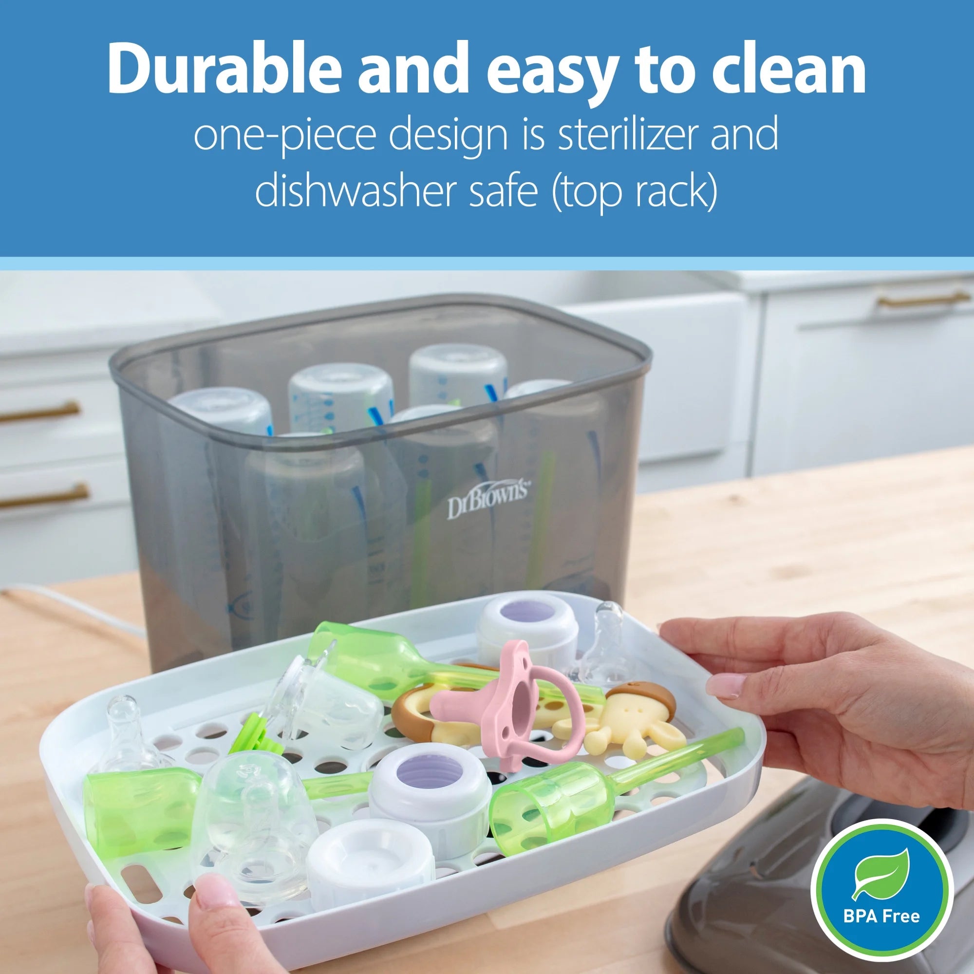 Dr. Brown's HappyPaci 100% Silicone Pacifier 0–6m (3 Pack, Cool Gray, Green, Ecru)