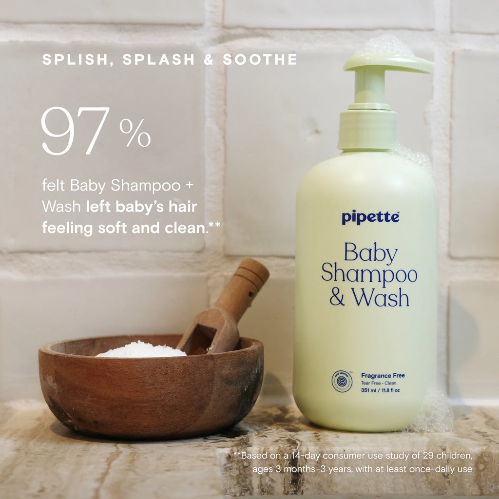 Pipette Tear-Free Baby Shampoo and Wash, Fragrance-Free (11.8 fl oz)