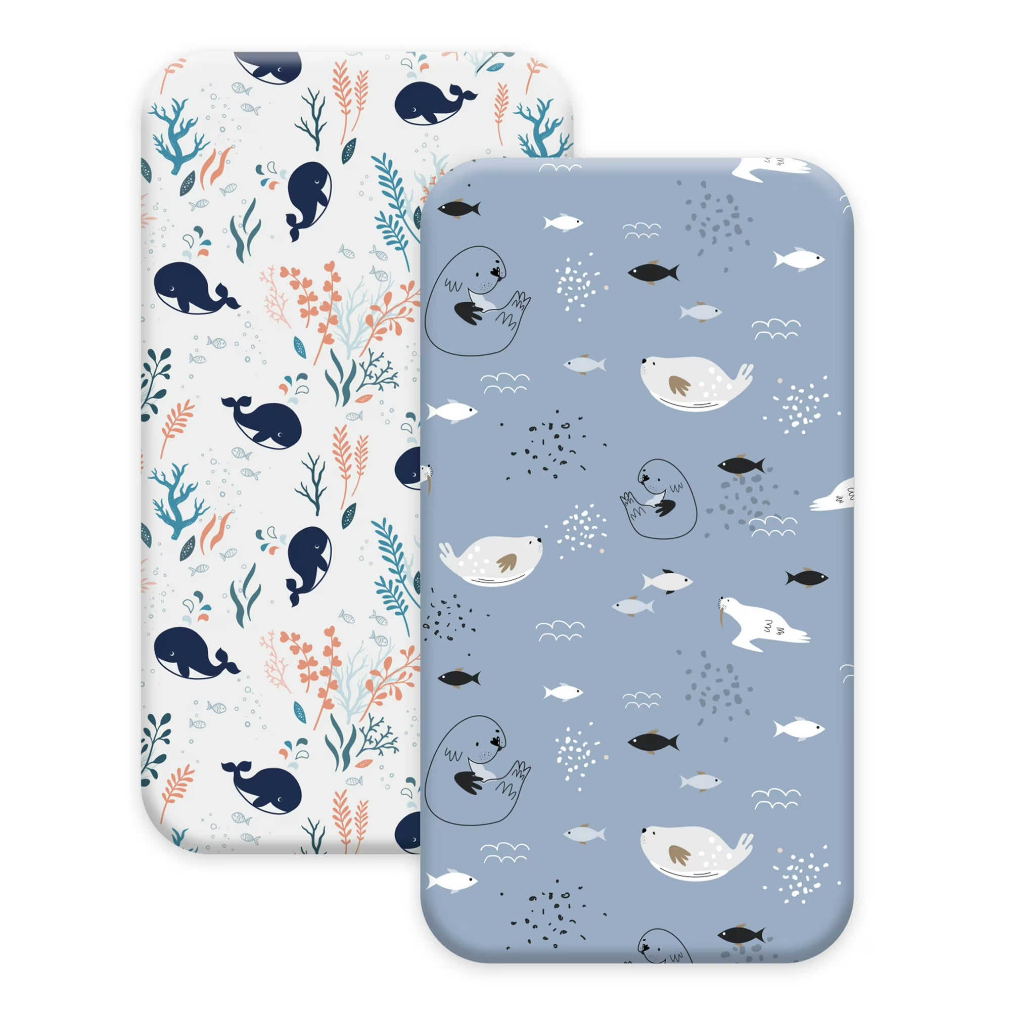 Gllquen Baby Crib Sheets, Organic Fitted Elastic (52" x 28" x 9", Blue Ocean)